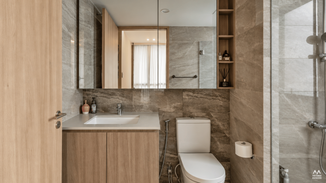 3 Dairy Farm 3 Dairy Farm condominium bathroom with a minimalist vanity and mirror cabinet