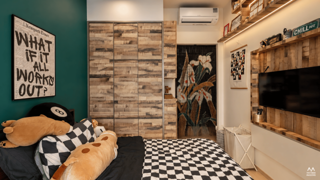 36 Fernvale 36 Fernvale HDB interior featuring a wood-finish feature wall and contemporary living room design