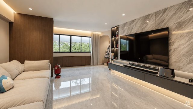 704 Choa Chu Kang 704 Choa Chu Kang HDB interior with a wood dining area and contemporary kitchen finishes